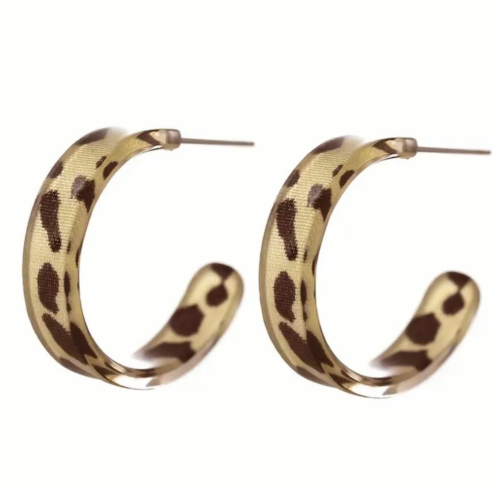 Leopard Print Hoop Earrings